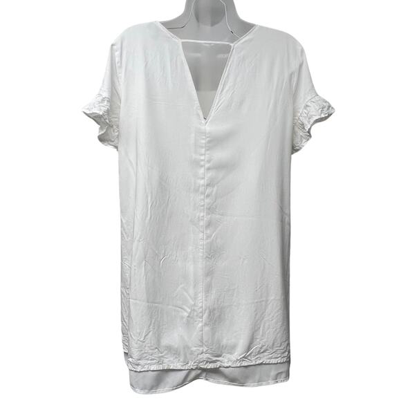 Lulus Lined White Short Sleeve Shift Mini Dress Size Small Keyhole Back - Picture 2 of 5